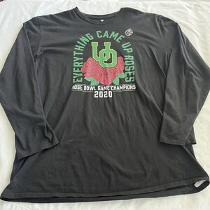 Oregon Ducks Rose Bowl Champs Shirt Size 2XL Black Long Sleeve NCAA Football